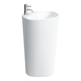 Praustuvas Laufen PALOMBA 525x435x900 mm, statomas, su 1 anga maišytuvui ir jungimo prie sienos moduliu, spalva - balta LCC (LAUFEN Clean Coat) 